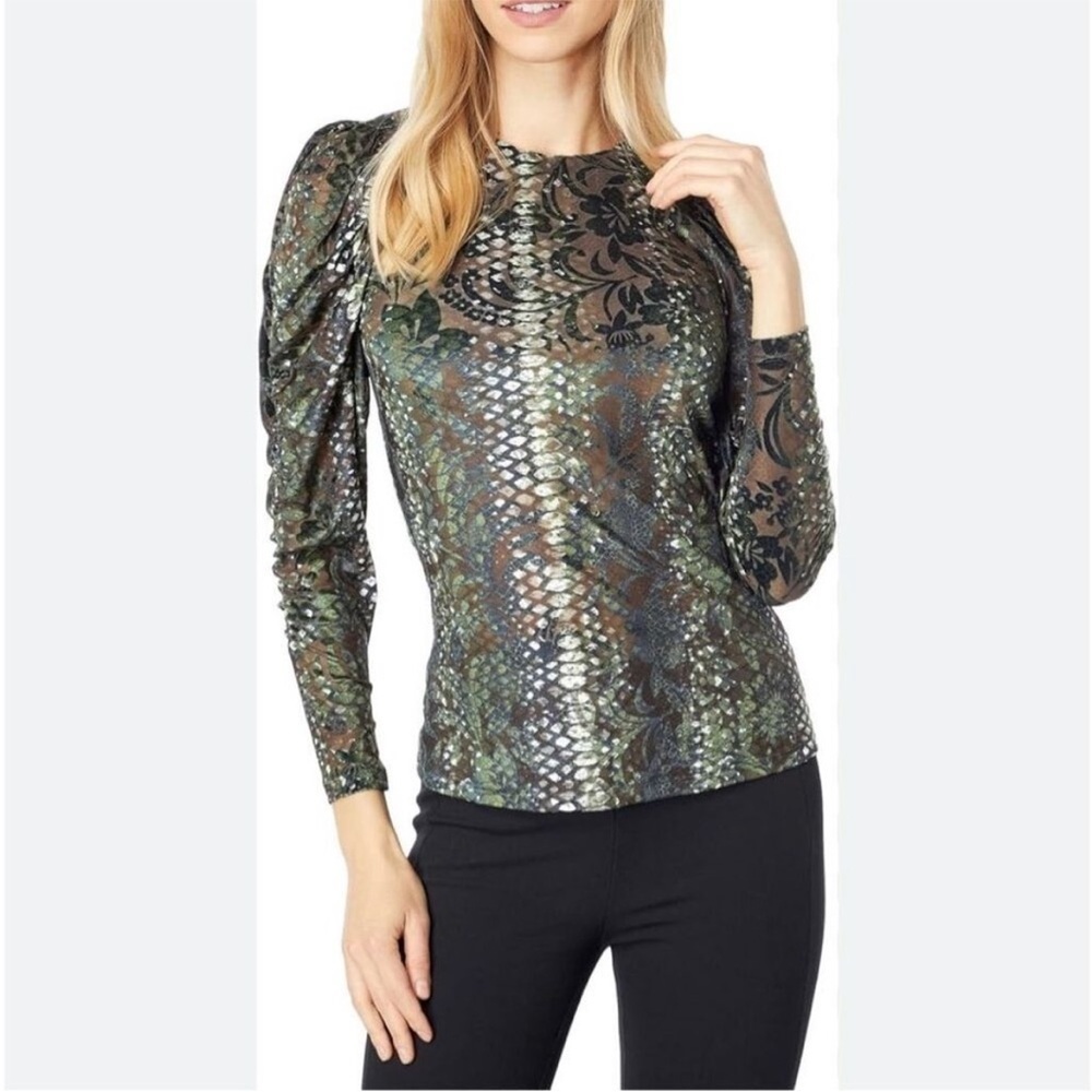 Ted Baker London Ellori Snake Skin Ruffle Sleeve Top